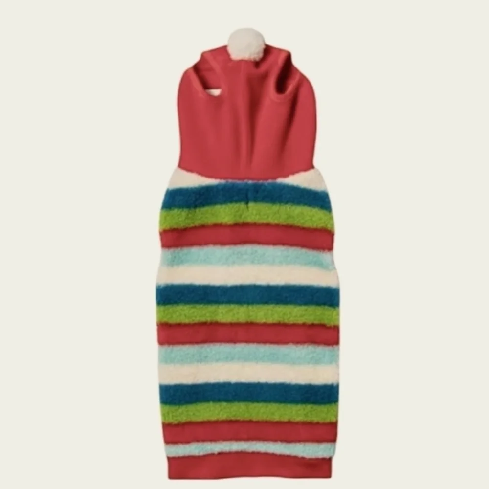 Target Holiday Striped Sherpa Dog Cat Sweater from Wondershop™ w/ Hood Size M